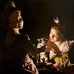 Art Reproductions Example - Two Girls Dressing a Kitten by Cadlelight