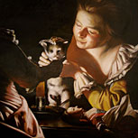 Art Reproductions Example - Two Girls Dressing a Kitten by Cadlelight