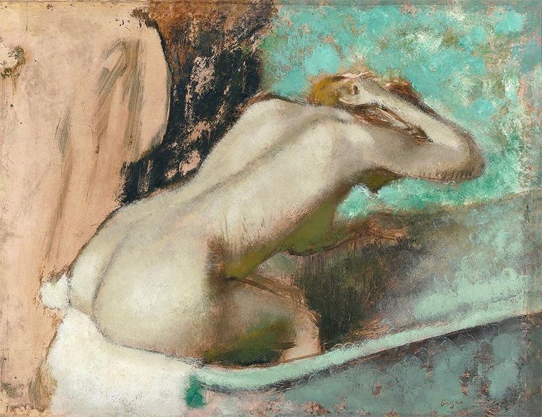 Woman Seated on a Bathtub Sponging Her Neck, c.1880/95 | Edgar Degas